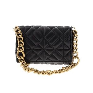 Zara Black Quilted Shoulder Bag with Gold Chain